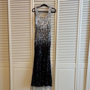 Elegant Silver and Black Sequin Dress.